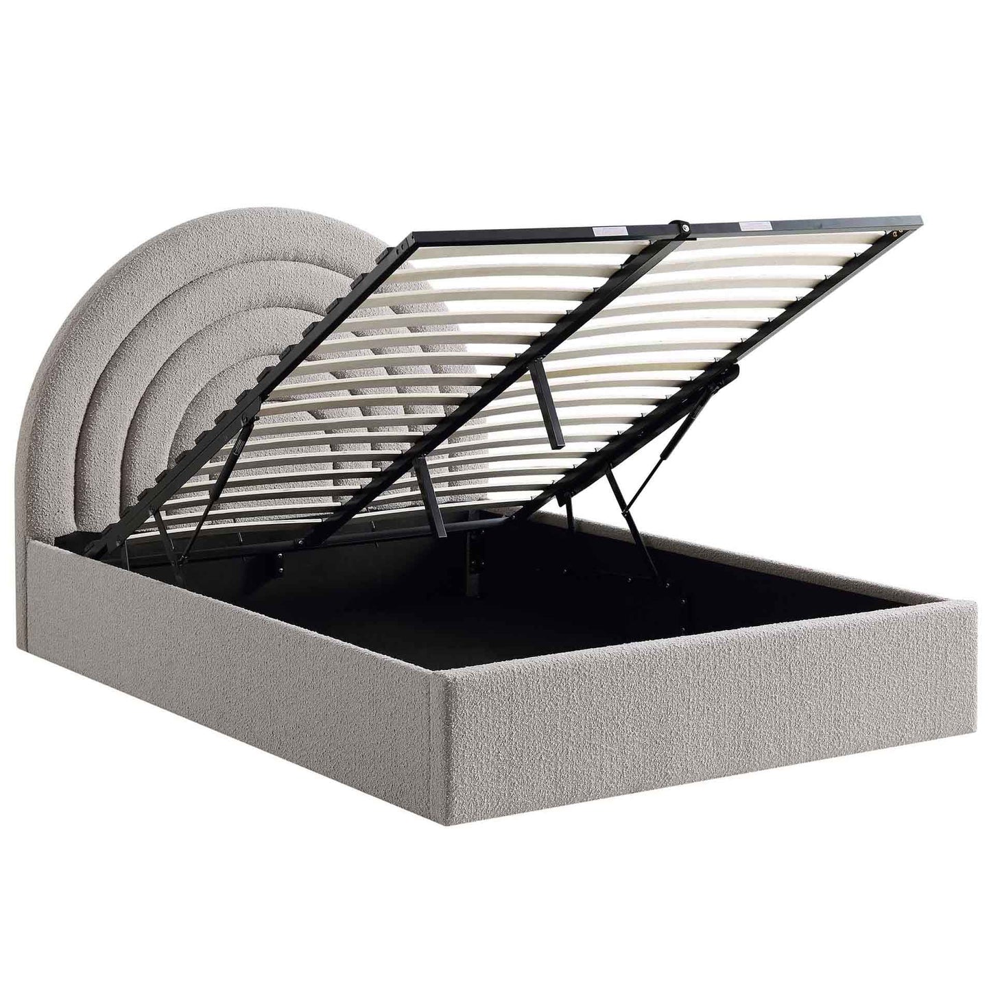 Lit coffre ottoman Archer gris bouclé