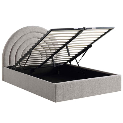 Lit coffre ottoman Archer gris bouclé