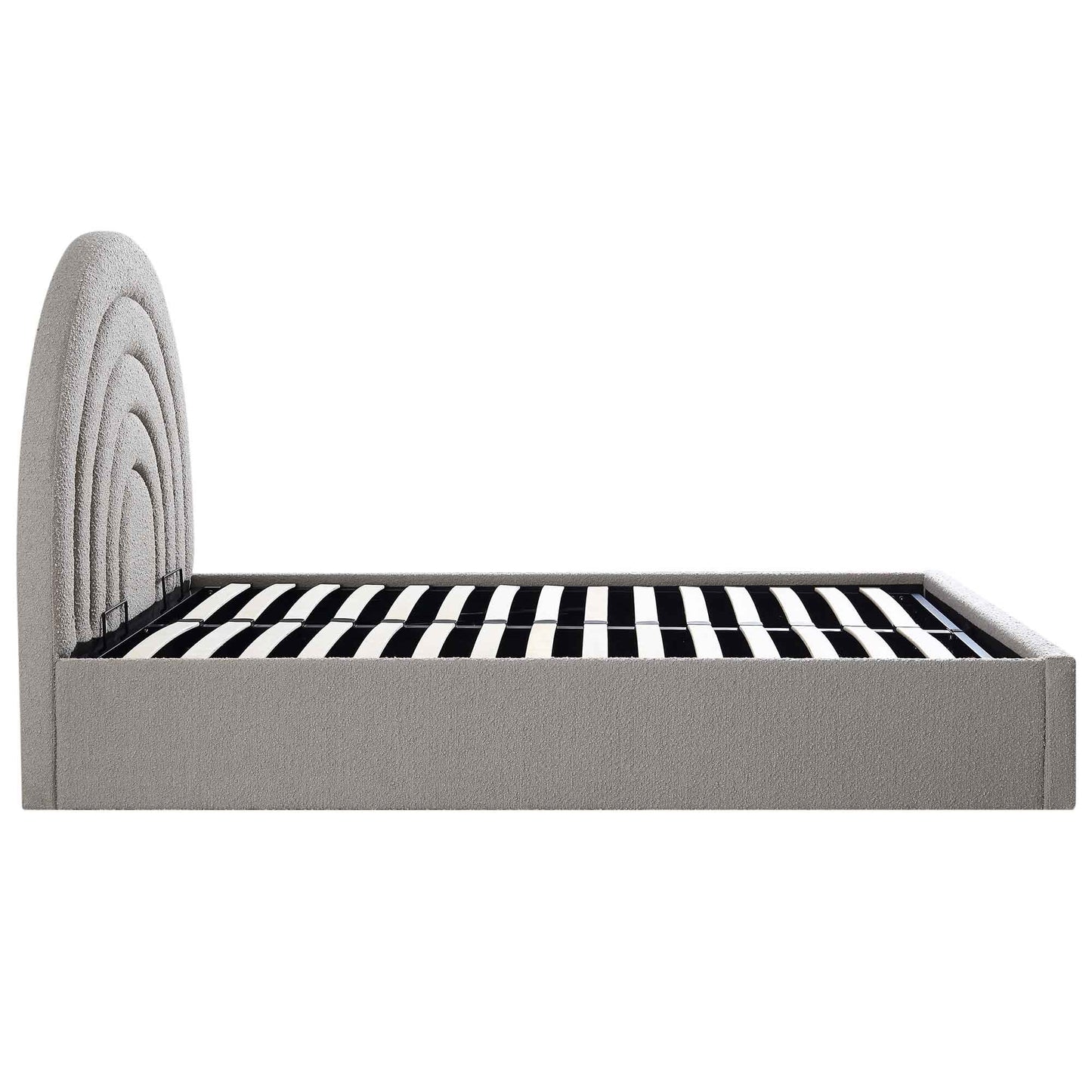 Lit coffre ottoman Archer gris bouclé