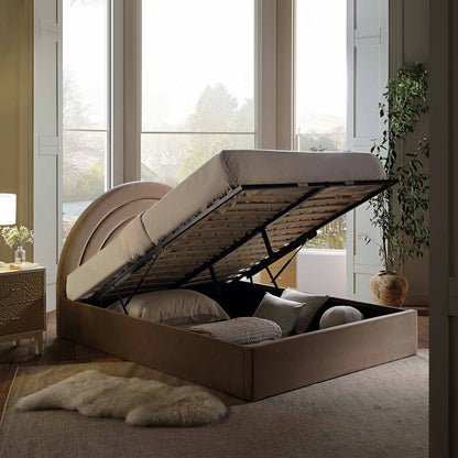 Lit coffre ottoman en velours de vison Archer