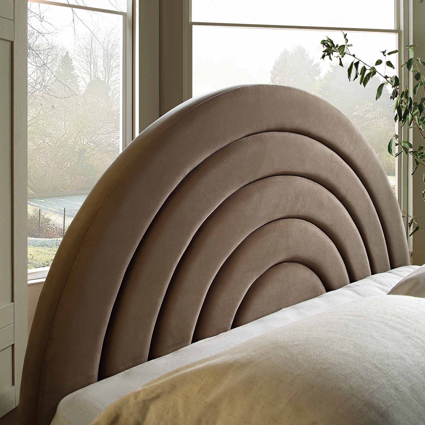 Lit coffre ottoman en velours de vison Archer