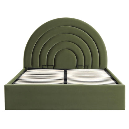 Lit coffre ottoman en velours vert mousse Archer