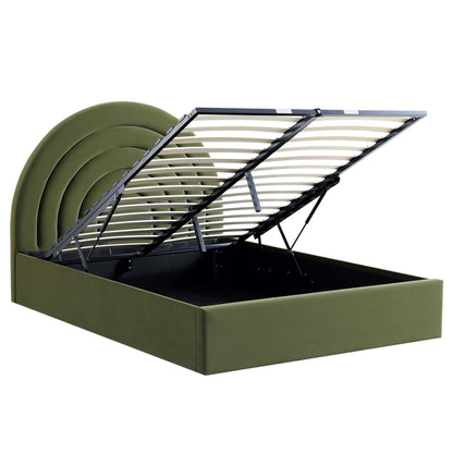 Lit coffre ottoman en velours vert mousse Archer