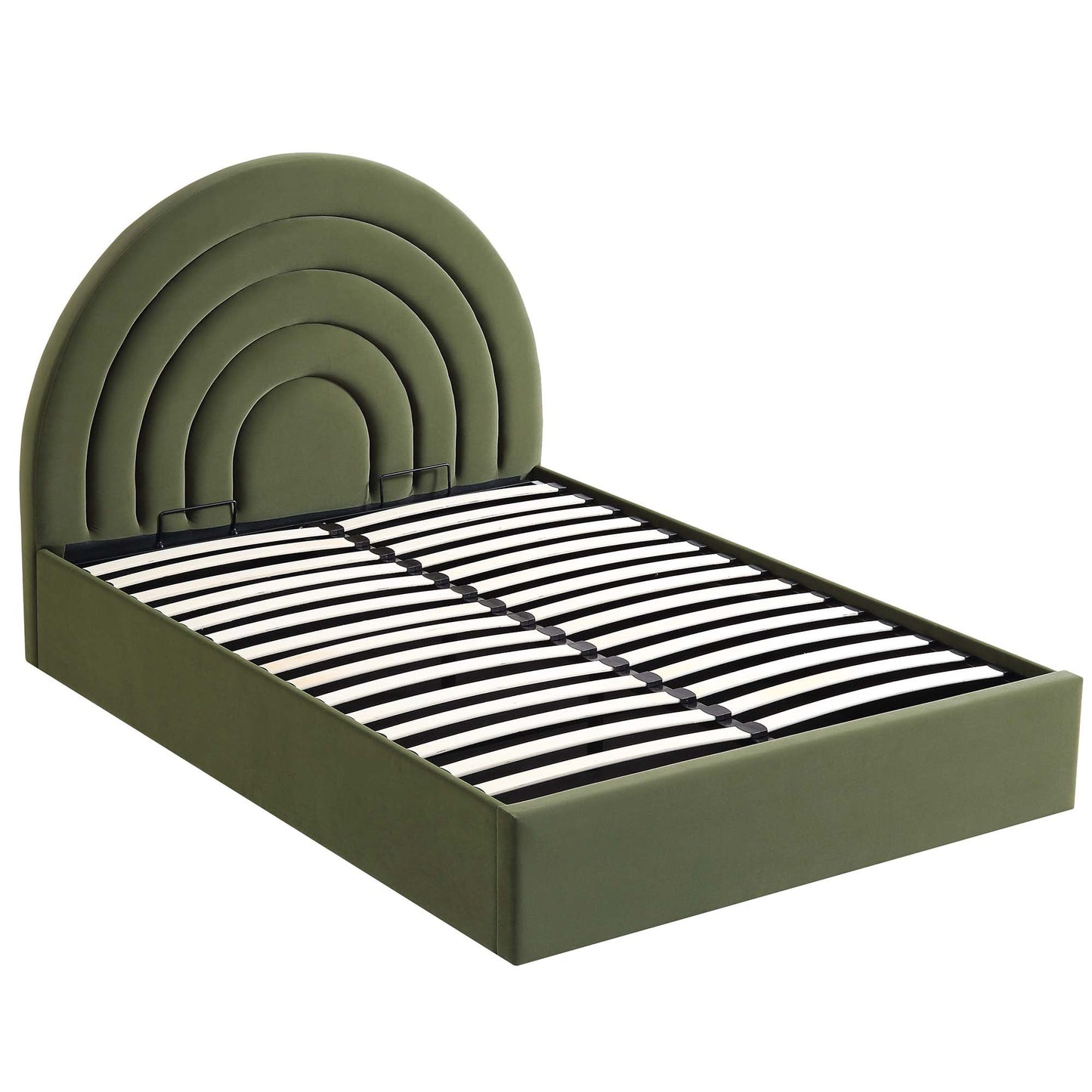 Lit coffre ottoman en velours vert mousse Archer