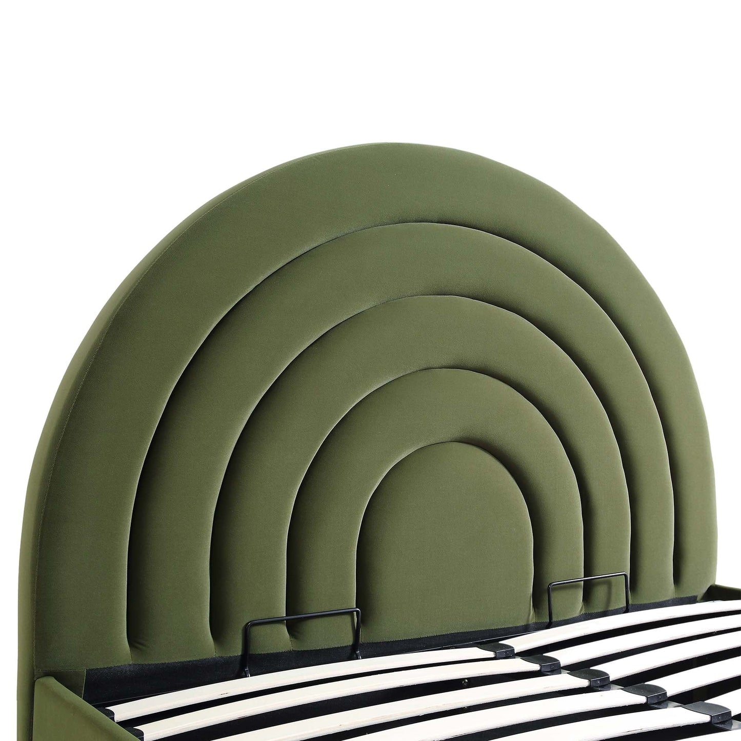 Lit coffre ottoman en velours vert mousse Archer