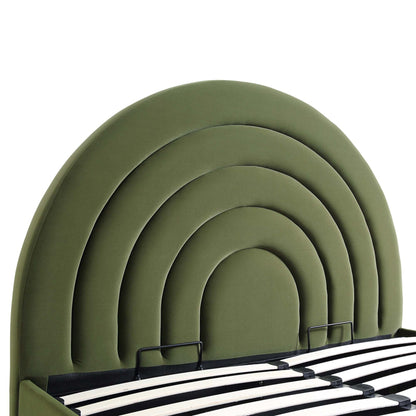 Lit coffre ottoman en velours vert mousse Archer