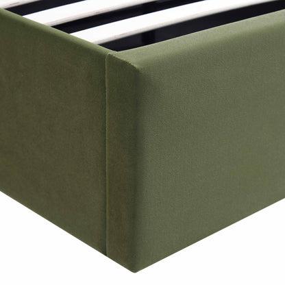 Lit coffre ottoman en velours vert mousse Archer