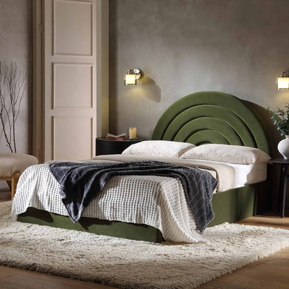 Lit coffre ottoman en velours vert mousse Archer