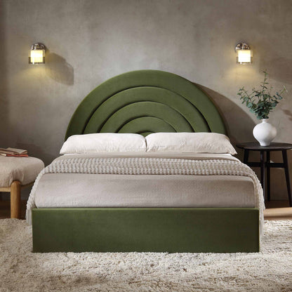 Lit coffre ottoman en velours vert mousse Archer