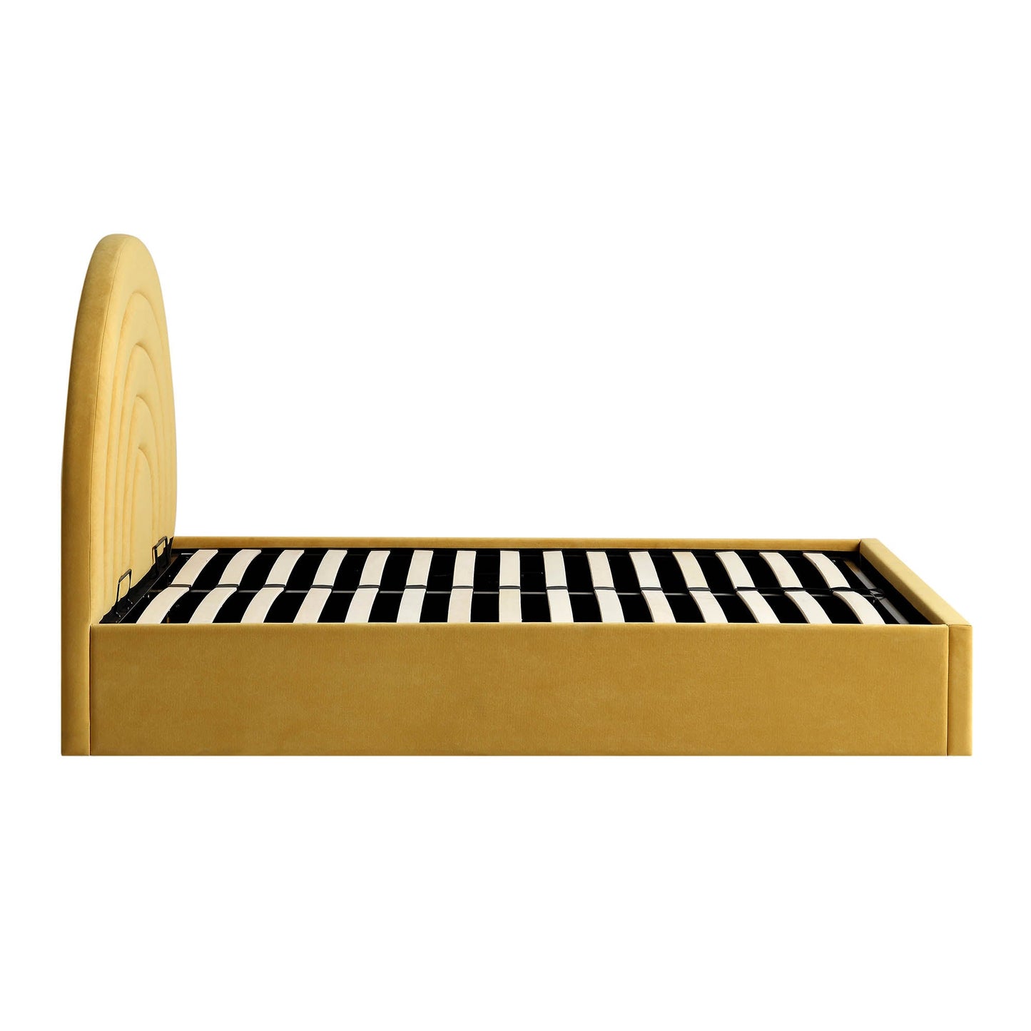 Lit coffre ottoman en velours jaune moutarde Archer