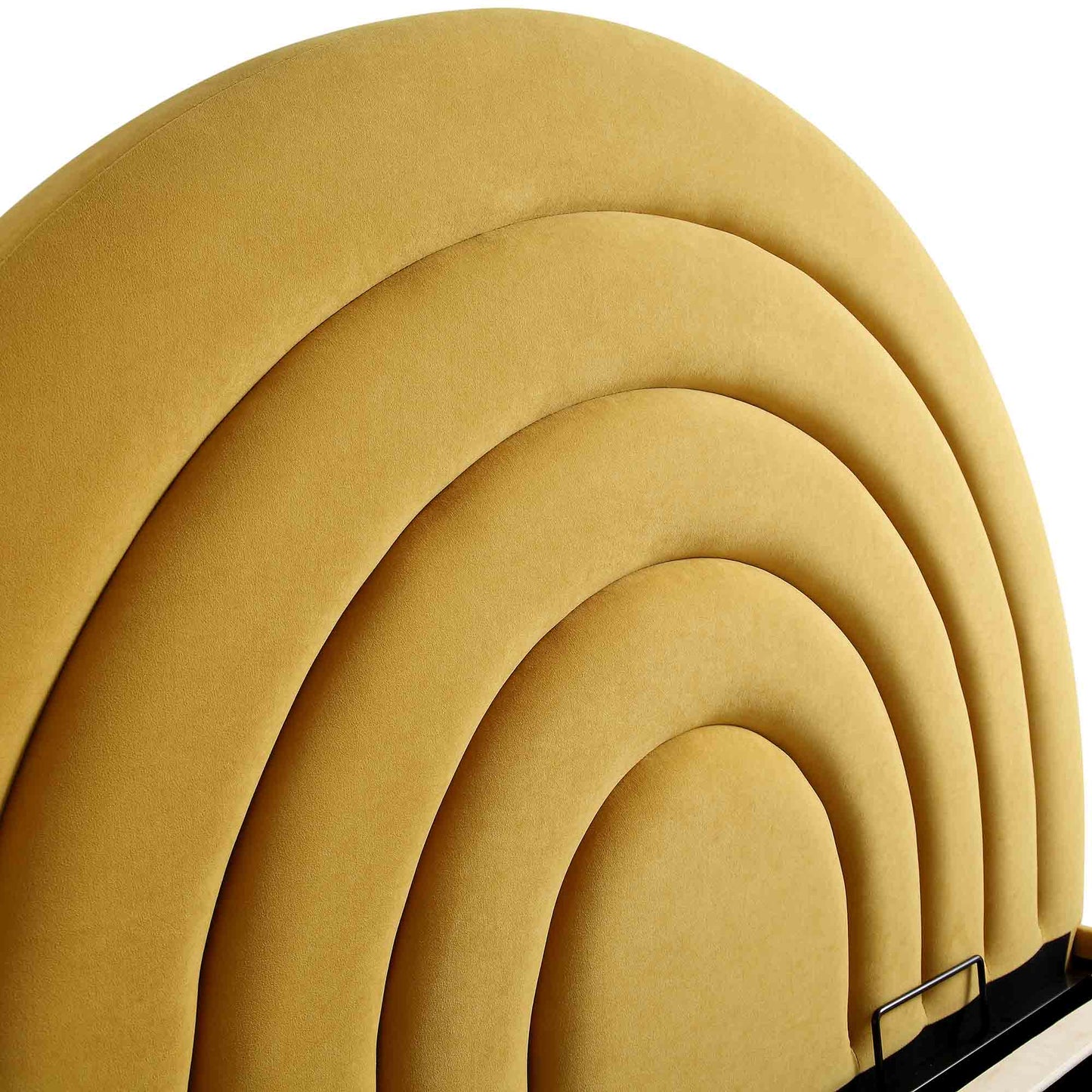 Lit coffre ottoman en velours jaune moutarde Archer