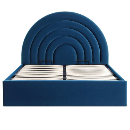 Lit coffre ottoman en velours bleu marine Archer