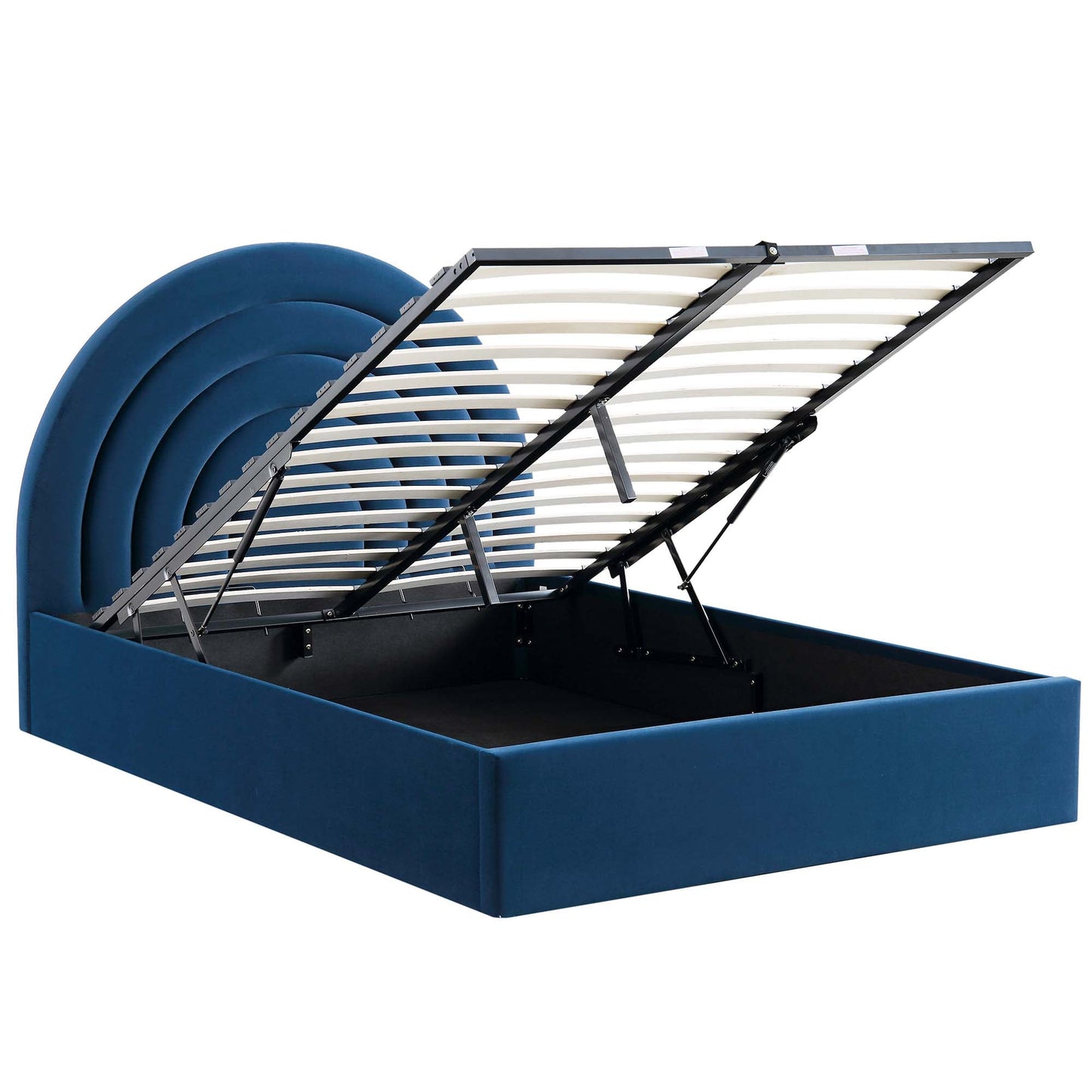 Lit coffre ottoman en velours bleu marine Archer