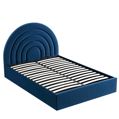 Lit coffre ottoman en velours bleu marine Archer