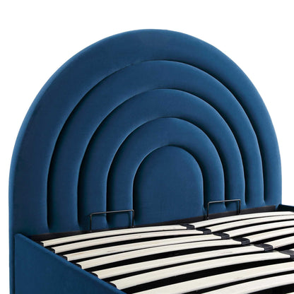 Lit coffre ottoman en velours bleu marine Archer