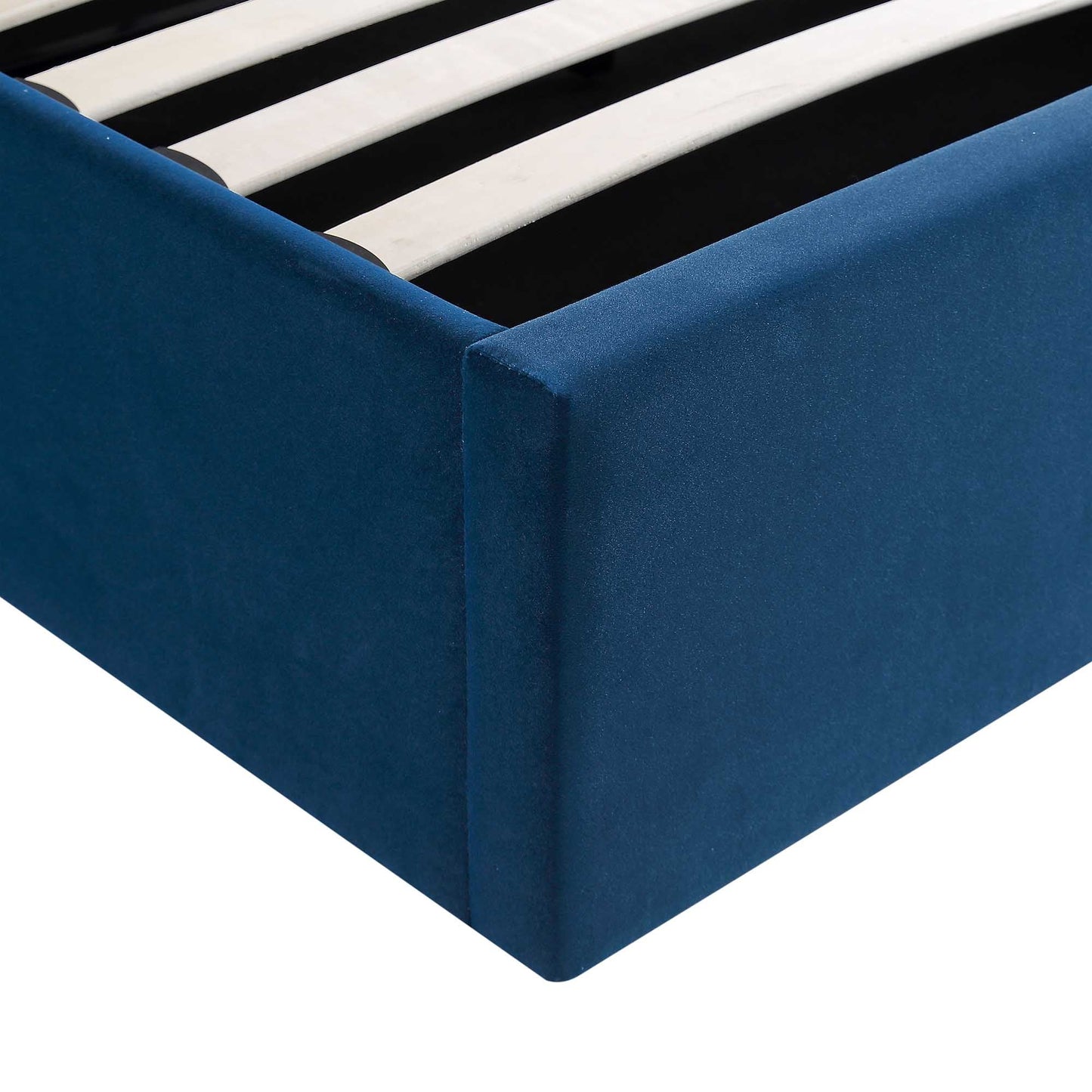 Lit coffre ottoman en velours bleu marine Archer