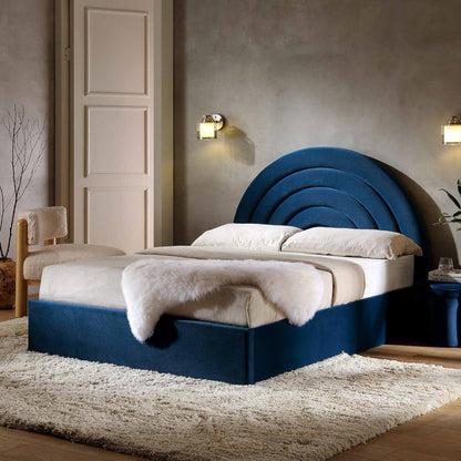 Lit coffre ottoman en velours bleu marine Archer