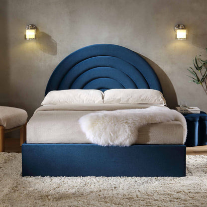 Lit coffre ottoman en velours bleu marine Archer