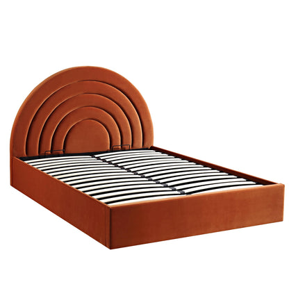 Lit coffre ottoman en velours rouille Archer