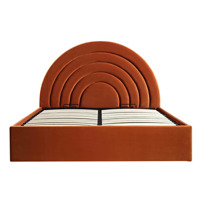 Lit coffre ottoman en velours rouille Archer