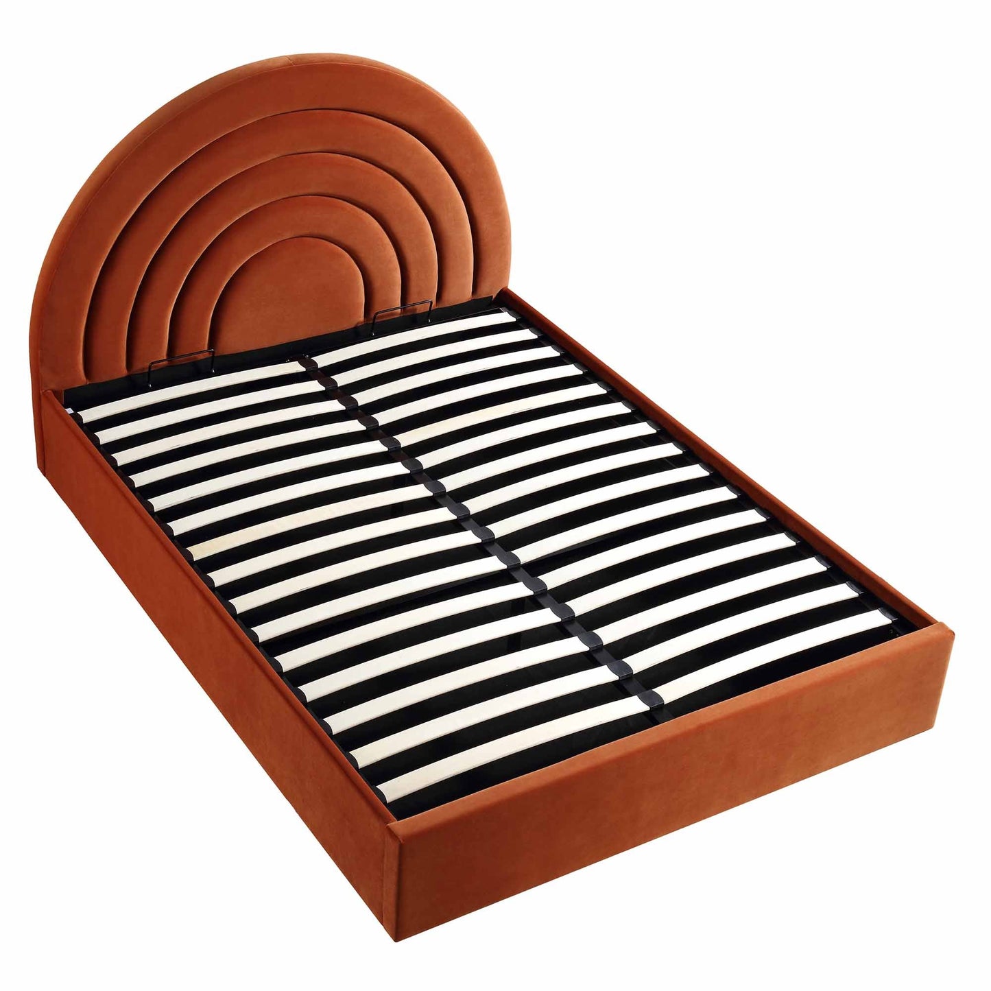 Lit coffre ottoman en velours rouille Archer