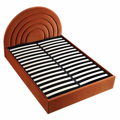 Lit coffre ottoman en velours rouille Archer