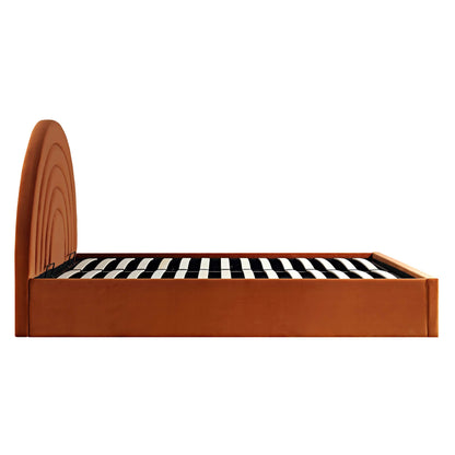 Lit coffre ottoman en velours rouille Archer