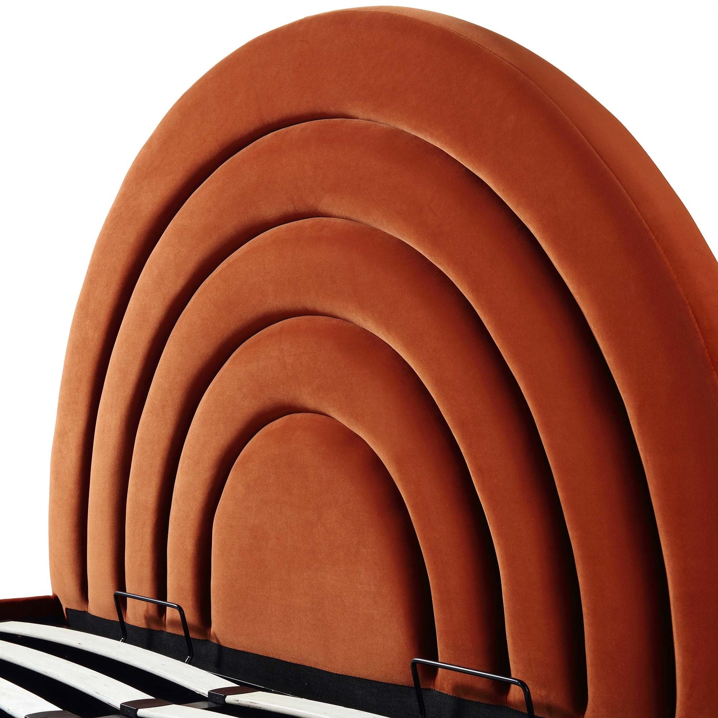 Lit coffre ottoman en velours rouille Archer