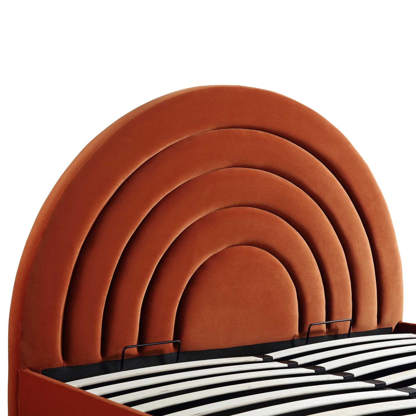 Lit coffre ottoman en velours rouille Archer