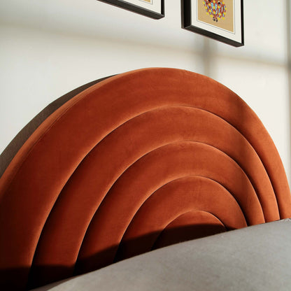 Lit coffre ottoman en velours rouille Archer