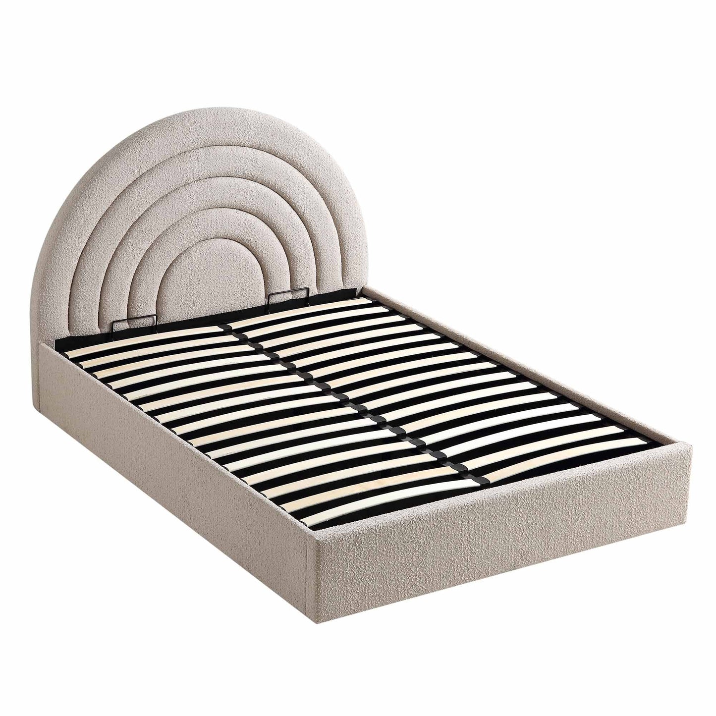 Lit coffre ottoman Archer Taupe Boucle