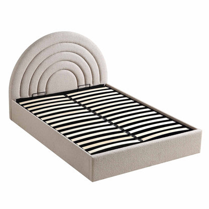 Lit coffre ottoman Archer Taupe Boucle