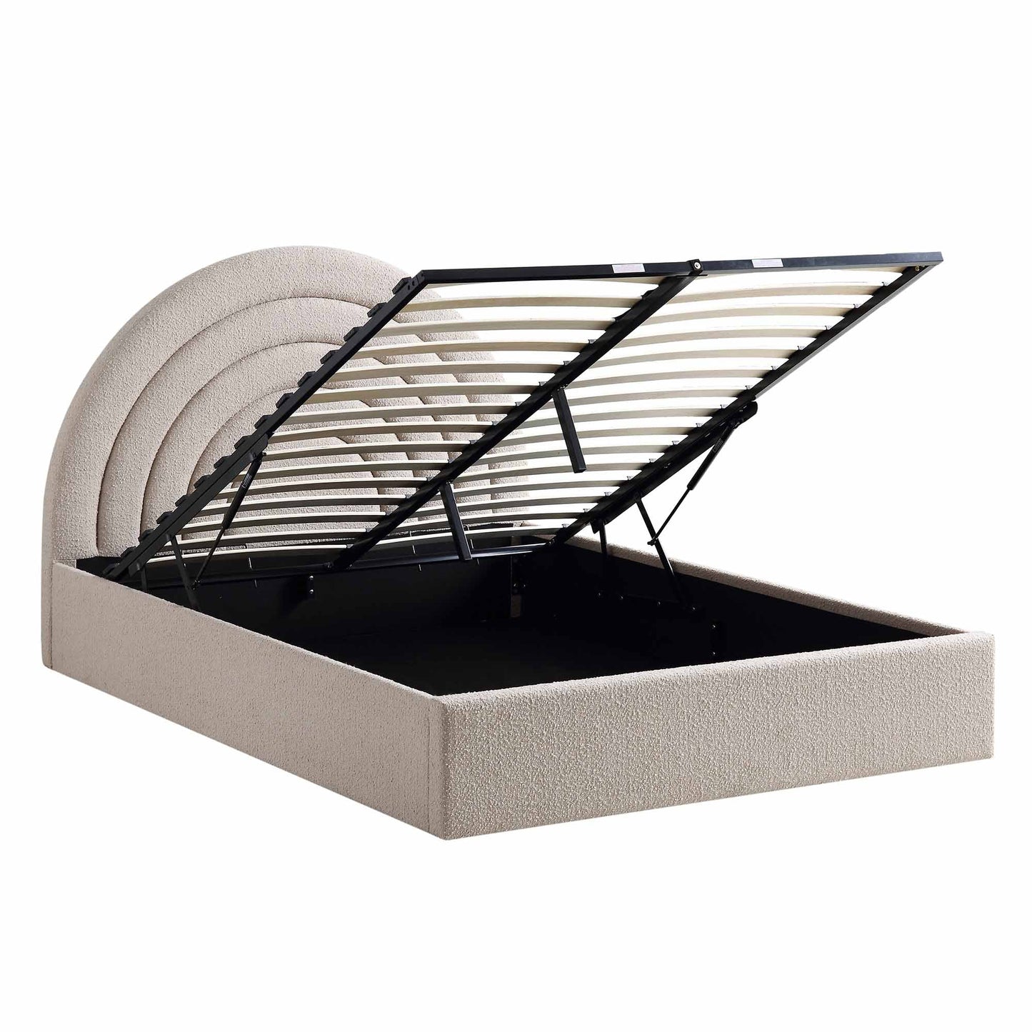 Lit coffre ottoman Archer Taupe Boucle