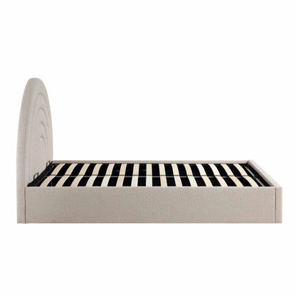 Lit coffre ottoman Archer Taupe Boucle