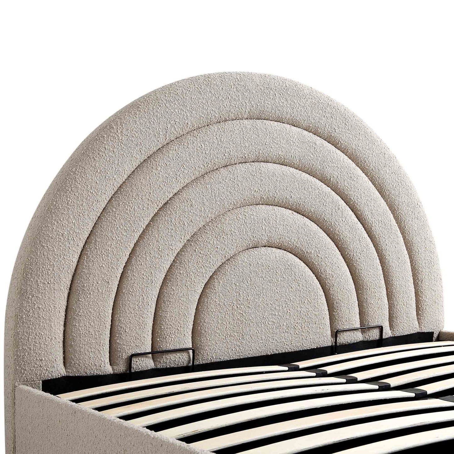 Lit coffre ottoman Archer Taupe Boucle