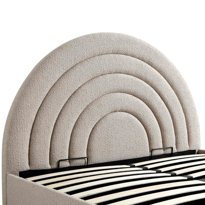 Lit coffre ottoman Archer Taupe Boucle