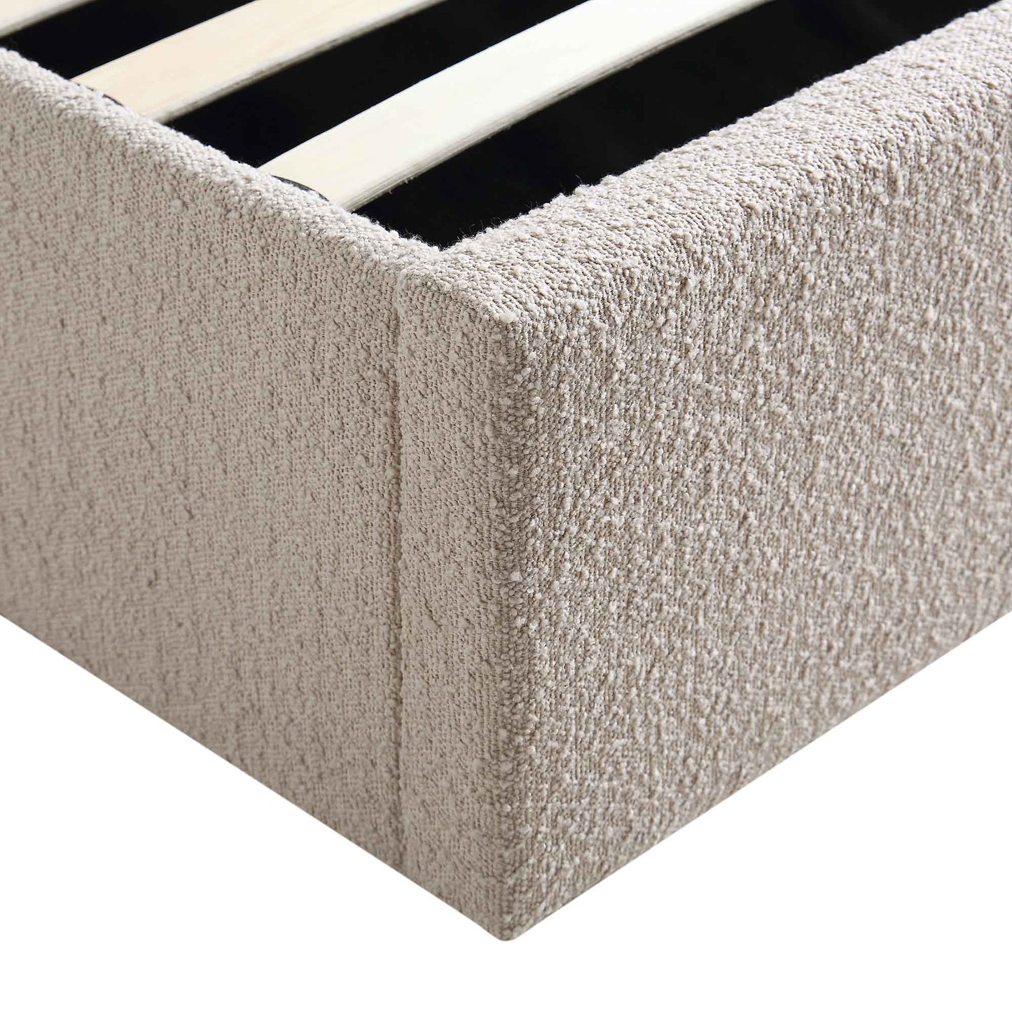 Lit coffre ottoman Archer Taupe Boucle