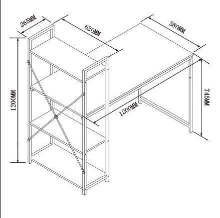 Bureau informatique à 4 niveaux, couleur naturelle
