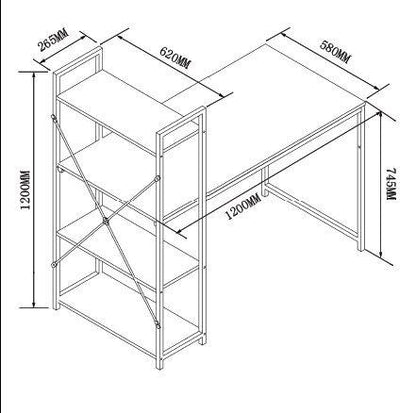 Bureau informatique à 4 niveaux, couleur naturelle