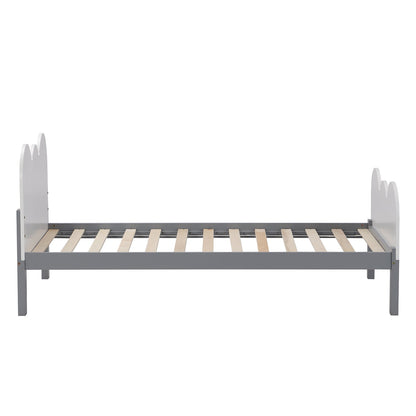 Lit simple pour enfant avec tête de lit en bois Hedwig Cloud