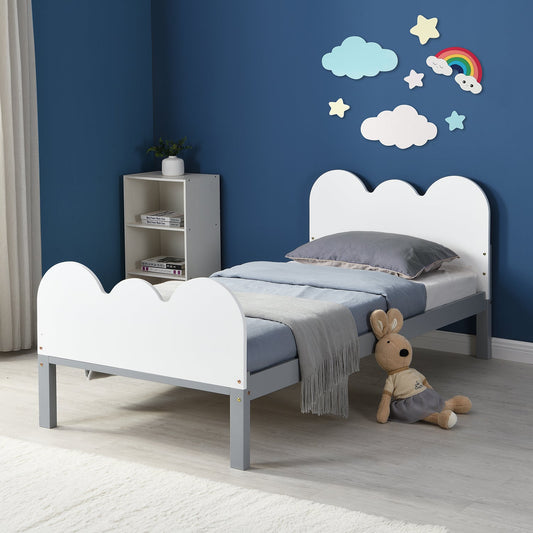 Lit simple pour enfant avec tête de lit en bois Hedwig Cloud