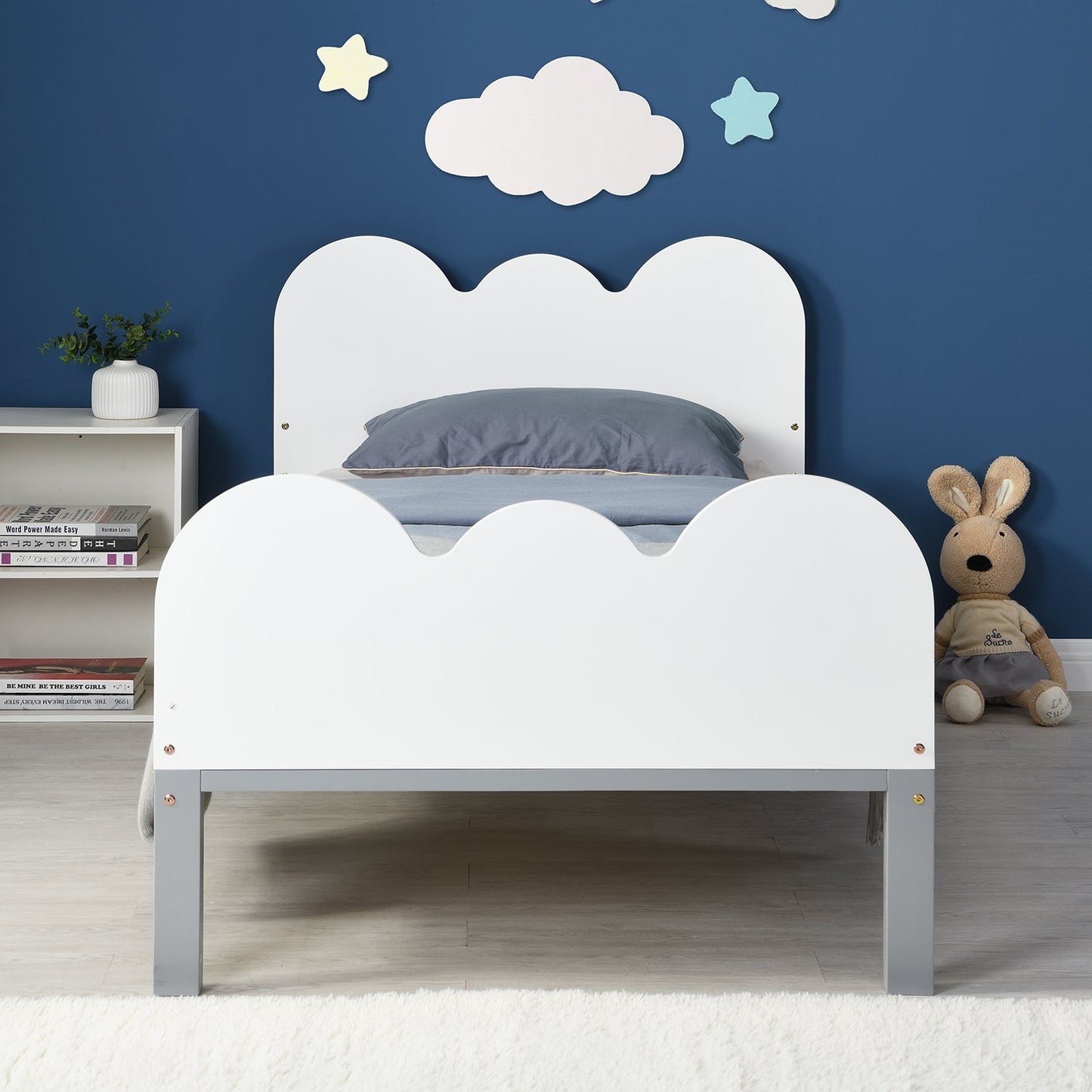 Lit simple pour enfant avec tête de lit en bois Hedwig Cloud