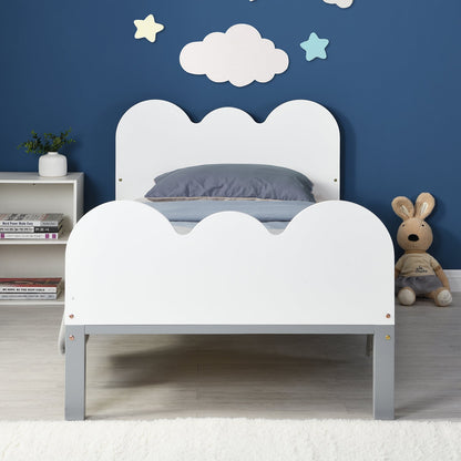 Lit simple pour enfant avec tête de lit en bois Hedwig Cloud