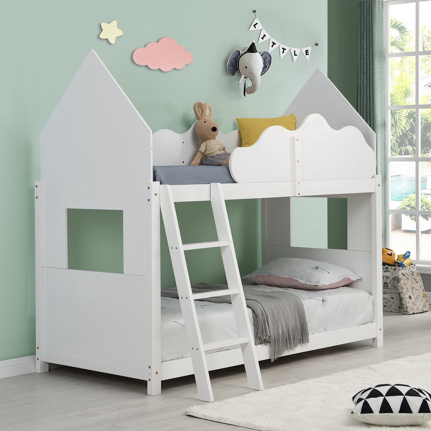 Lit superposé pour enfant Newton White en bois massif