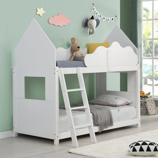 Lit superposé pour enfant Newton White en bois massif