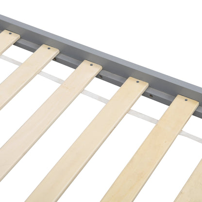 Cadre de lit en bois massif Linnelle gris