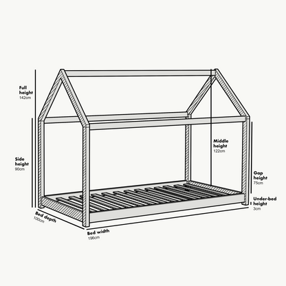 Lit cabane pour enfant en bois massif Bethwin blanc