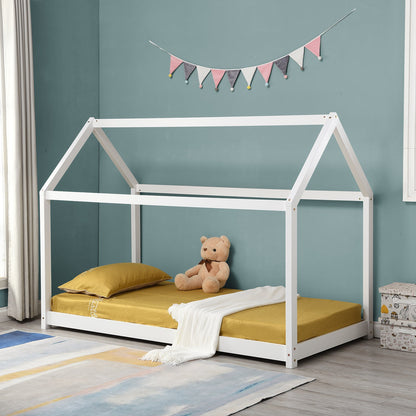 Lit cabane pour enfant en bois massif Bethwin blanc