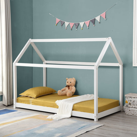 Lit cabane pour enfant en bois massif Bethwin blanc