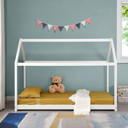 Lit cabane pour enfant en bois massif Bethwin blanc